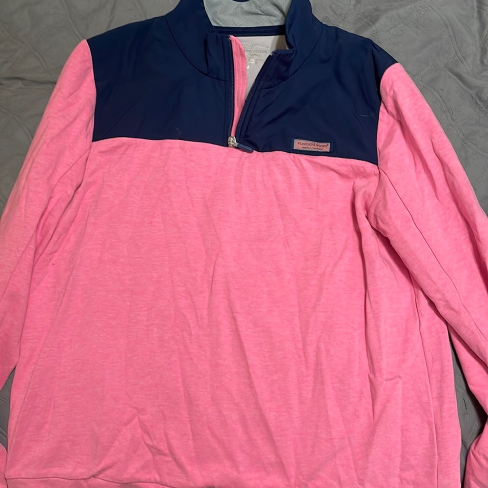 Vineyard vines pink and blue quarter zip